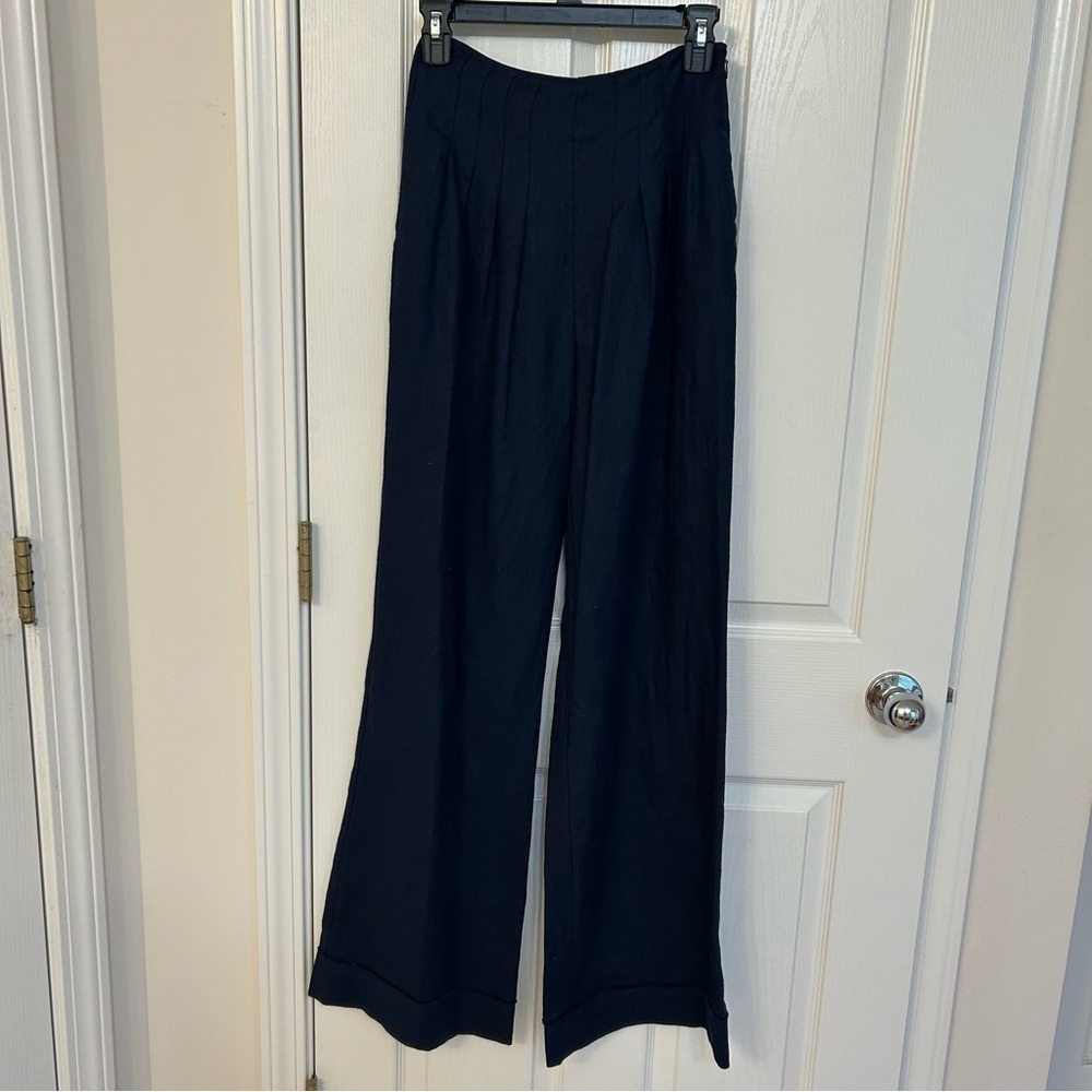 Ramy Brook Dalia Pleated Wide Leg Pants in Spring Navy Size 0 - Picture 7 of 11